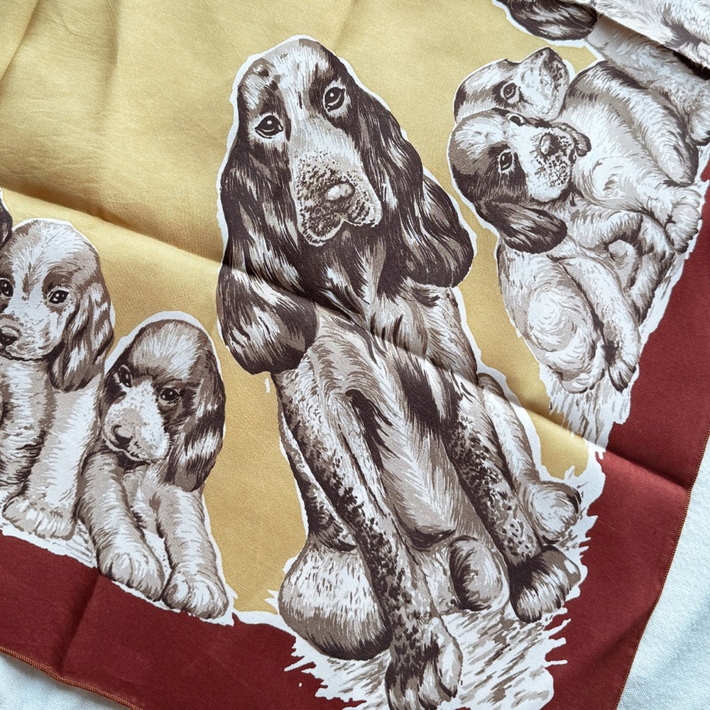 Dog Print Scarf Head Bandana in Brown and Tan